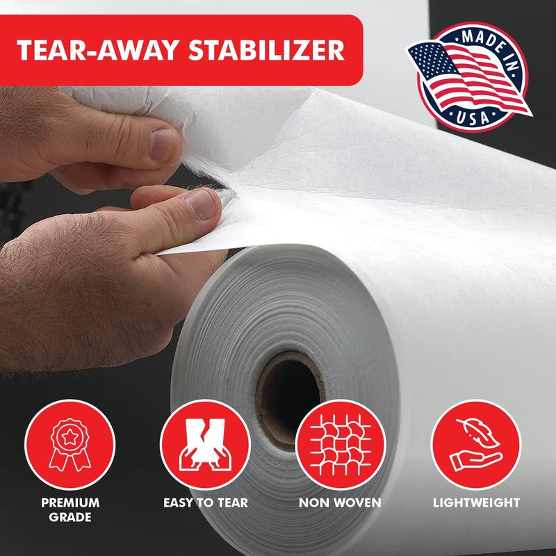 Superpunch 1.5 oz Black Tear Away Stabilizer for Embroidery - 12 inch x 10 Yard Roll, SuperStable Tear Away Machine Embroidery Stabilizer Backing, Polyester & Cellulose - Made in The USA - Image 3